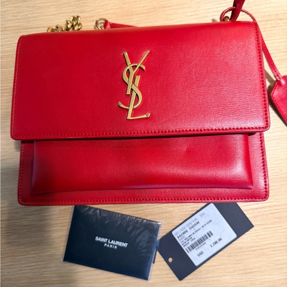 Saint Laurent Handbags - Red YSL medium sunset bag. Great condition, barely worn.